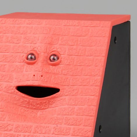 Sparschwein aus Kunststoff, neuartiges elektrisches Münzfresser-Sparschwein mit Ziegelstein-Oberfläche und Sound für Kinder, Rot (1/5)