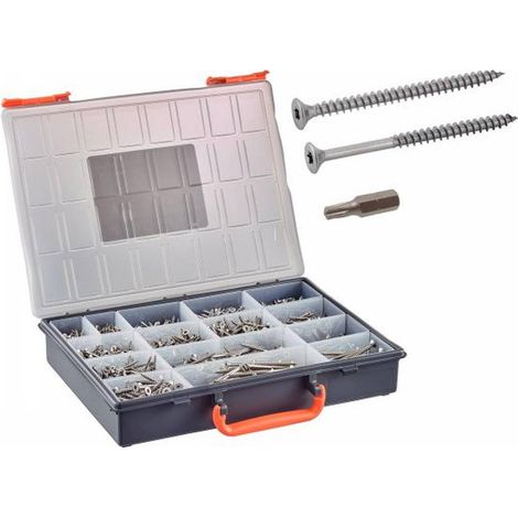 Coffret 1666 Pcs Vis Bois Aggloméré Six Lobes + Embouts - Inox A4 - D-Work (1/4)