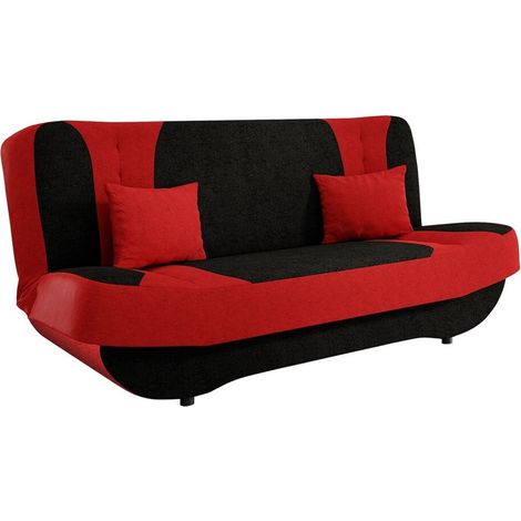 Mobilier1 – Canapé convertible 3 places en velours – Mécanisme Click-Clack – Dimensions 190x94x90cm – Zone de couchage 118x184cm (1/5)