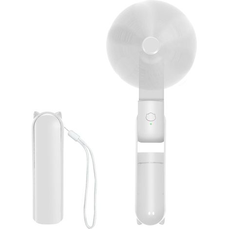 Mini-Ventilator, wiederaufladbarer USB-Handventilator, tragbar, 3 Geschwindigkeitsstufen mit externem Akku, Taschenventilator für Büro und Outdoor (Weiß)