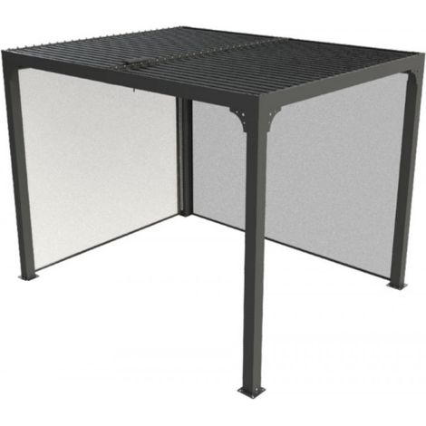 Pergola Bioclimatica 240x300 in Alluminio con Tende Colore Grigio Antracite per Lati 3m e 2,4m (1/8)
