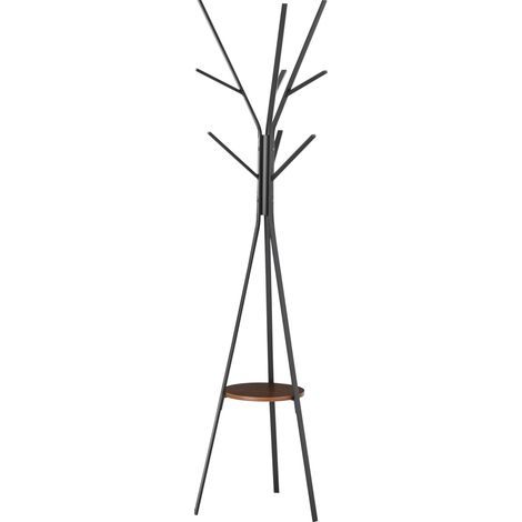 Perchero de pie con diseño contemporáneo, estante y 9 ganchos, dim. 45L x 45l x 180H cm, metal marrón (1/5)