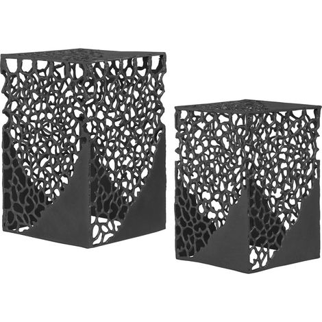 Set di 2 tavolini Delta in alluminio traforato nero (1/3)