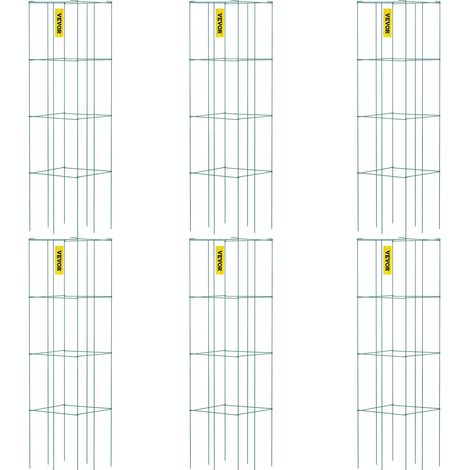 Cages à tomates 37x37x100 cm support pour plantes de jardin 6PCS, cages carrées pour plantes robustes, tours à tomates en acier enduit de PVC vert pour légumes grimpants, plantes, fleurs, fruits (1/5)