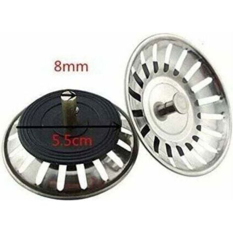 Filtre À Évier - Bouchon De Panier Universel En Acier Inoxydable - Pour Éviers De Cuisine Standard - Diamètre 80 mm - 2 Pièces (1/4)