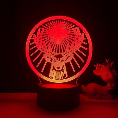 Veilleuse Jagermeister 16 couleurs avec télécommande, lampe à illusion 3D, guirlande lumineuse décorative festive pour chambre d'enfant - Siège noir