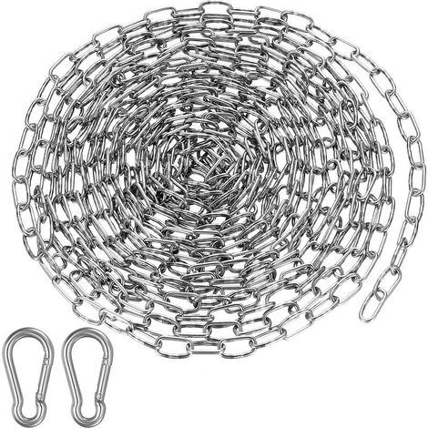 Chaîne en Acier Inoxydable, Maillons Soudés en Acier, 5 Mètres Maillons de Chaîne Robustes, 3mm Chaîne de Sécurité en Acier Galvanisé (1/5)