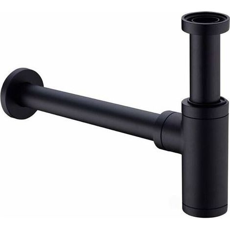 Laiton Siphon de Lavabo, Universel Syphon avec 200mm Tube d\'extension, 1 1/4 x 32mm Rglable Sifon Anti Odeur Anti-fuite, Noir Mat (1/5)