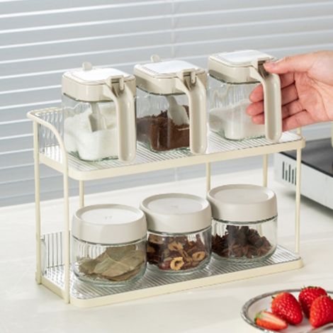 Etagère de Stockage Transparente Double Niveau Plateau Bureau Accessoires Cosmétiques Organisation pour Chambre Sans Marque Conçue Plastique Métal 880 g Modèle Double (1/5)