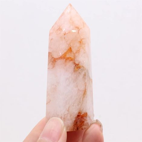 Pierre Naturelle Cristal Pilier Point Bâton Pierre Précieuse Polie Quartz Tour 1 pc Convient for La Décoration De Meubles Collections de la maison ( Color : Red Glue Flower Crys , Size : 60-80mm ) (1/5)
