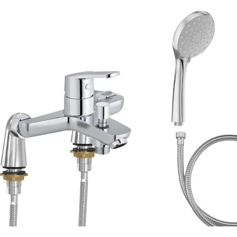 Mitigeur baignoire JACOB DELAFON Aimé + pommeau de douche Awaken + flexible de douche métal + colonnettes Idro'Flex (1/5)