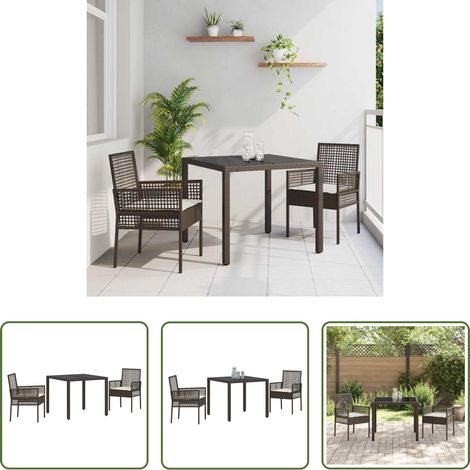 Garten Tisch - Garten Essgruppe 3 pcs Braun Poly-Rattan (1/5)