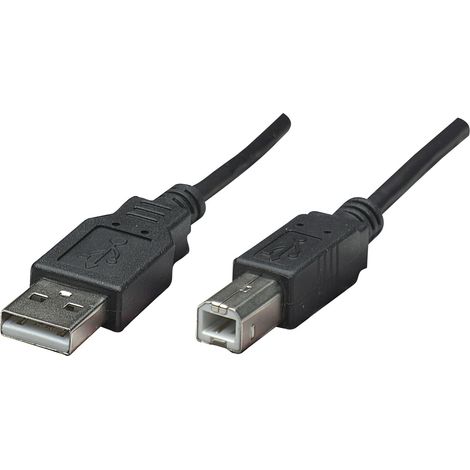 Manhattan USB-Kabel USB 2.0 USB-A Stecker, USB-B Stecker 0.50 m Schwarz Folienschirm, UL-zertifizie (1/4)
