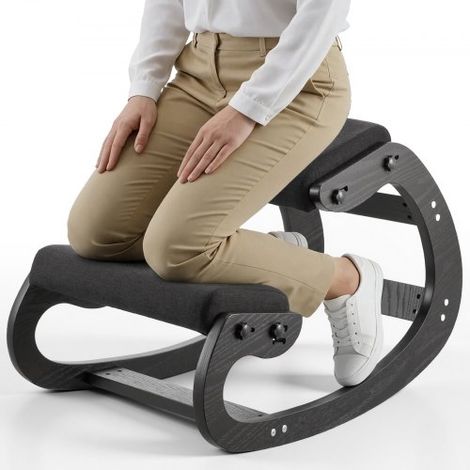 Ergonomischer Hocker mit Dicken, Integrierten Schaumstoffpolstern & Massivholzrahmen, Höhenverstellbarer Kniestuhl zur Entlastung von Nacken und Rücken, Ideal für Zuhause, Büro, Schwarz (1/5)