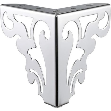 4er-Set, 12 cm, moderne Sofabeine für Tisch- und Schrankmöbel, Eisen, Hohlmuster (Chrom)