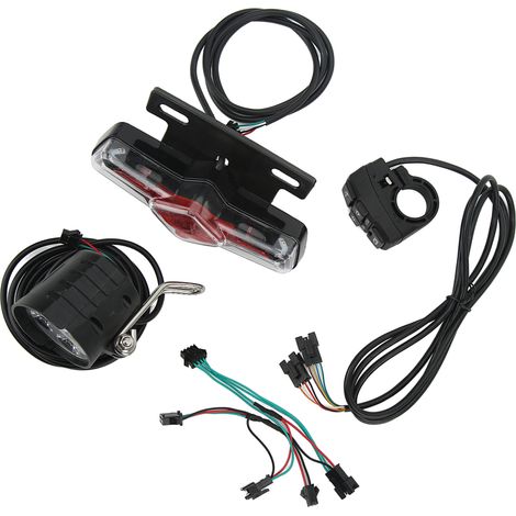 Kit d'éclairage pour vélo électrique QD168, feu avant C 05C, feu arrière et feu de signalisation nocturne DK336, kit de modification de l'interrupteur avec klaxon. (1/5)