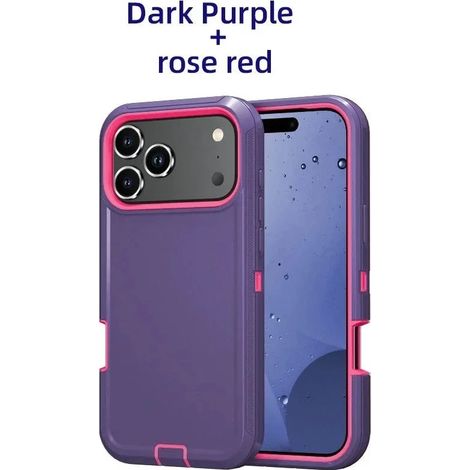 (Violet foncé, iPhone 17 Pro Max) Coque de téléphone blindée ultra-résistante, coque de protection rigide antichoc (1/5)