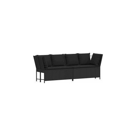 Canapé de jardin avec coussins Noir Résine tressée (1/5)