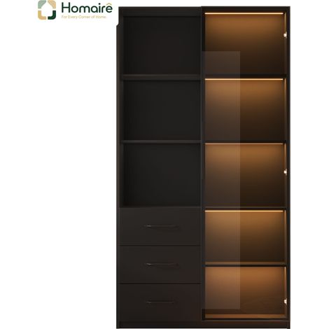 Bücherregal aus Spanplatte schwarz und Polyester 80 x 40 x 160 cm HOMAIRE (1/5)