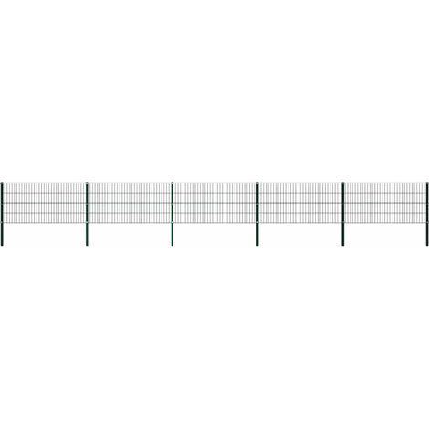 Panneau de clôture avec poteaux, Clôture de jardin, Barrière de jardin Fer 8,5 x 0,8 m Vert MAE5975 (1/5)