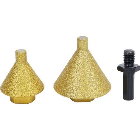Mèche de chanfrein biseauté 38mm 50mm, adaptateur M10, cône de diamant brasé pour carrelage en marbre, trou de Quartz, agrandissement du perçage, meulage (1/5)