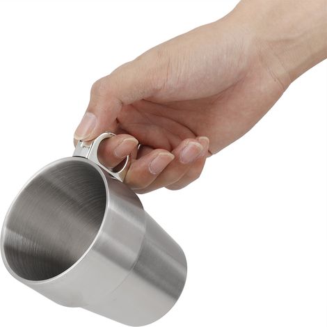 Ensemble de Tasses à Café Empilables en Acier Inoxydable Anti-Échaudure à Double Paroi avec Support (1/5)