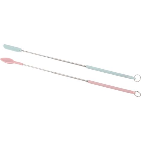 Lot de 2 mini spatules en silicone de qualité alimentaire, racleur de bocaux rétractable en acier inoxydable pour la cuisine (1/5)