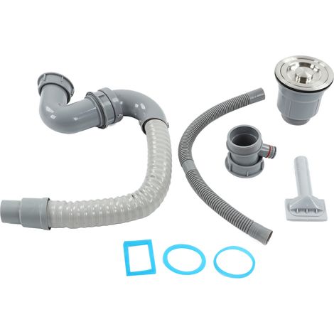 Passoire d'évier en acier inoxydable, kit de vidage avec siphon flexible, panier de drainage pour cuisine et salle de bain (1/5)