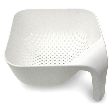 Colador Cuadrado Blanco Joseph Joseph – Escurridor ergonómico con mango vertical antideslizante, apto para lavavajillas, diseño compacto y moderno