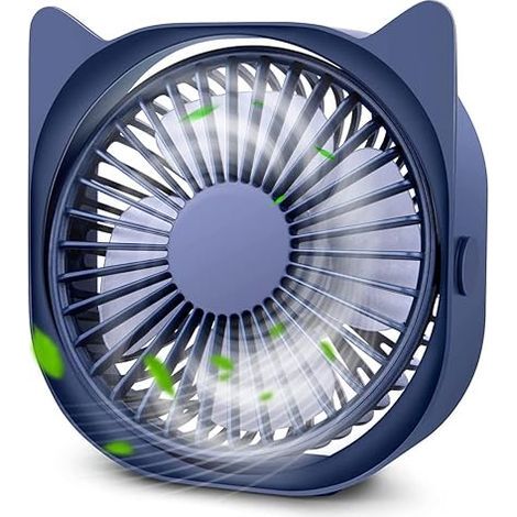 Ventilatore USB compatto e silenzioso da 10 cm (4 pollici), con 3 velocità, rotazione a 360°, flusso d'aria potente, ideale per casa, camera da letto e ufficio. (1/5)