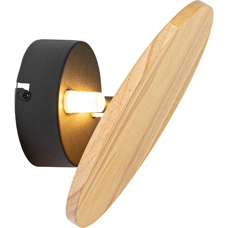 Rustikale Wandleuchte Holz Rund Neigbar - Pulley