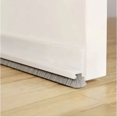 Pair Joint Porte, 100cm Boudin de Porte Isolant Auto-Adhésif, Bas de Porte Isolant Isolation Phonique with Brosse,Blanc (1/5)
