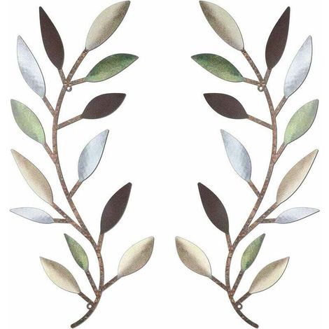 Feuille d'arbre en métal décoration murale vigne branche d'olivier feuille Art mural en fer forgé défilement au-dessus du lit, salon, décoration extérieure (1/4)