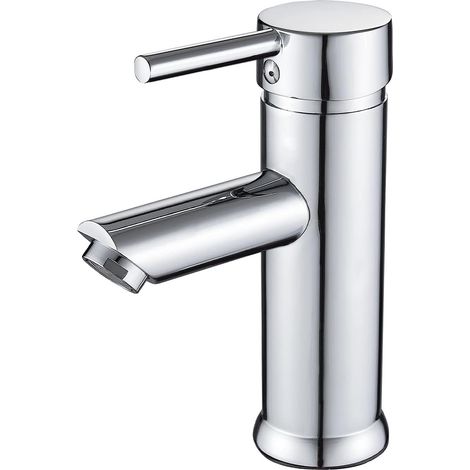 Robinet Mitigeur Lavabo - Laiton Massif Chromé - Levier Simple 360° Rotation - Pour Lavabo Salle De Bain - 1 Pièce