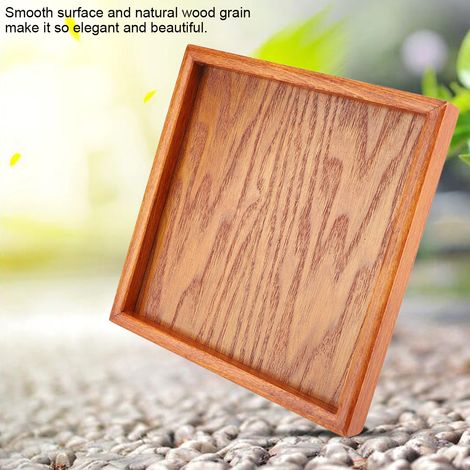 Quadratisches Serviertablett aus Massivholz für Tee, Kaffee, Sushi und Snacks, geeignet für Cafés und Restaurants (22 x 22 cm) (1/5)