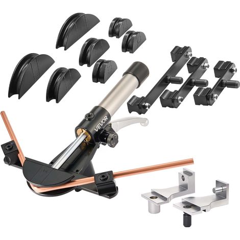 VEVOR Kit Piegatubi Idraulico Pinza Piegatrice Idraulica Tubi Compatibili 6-22 mm Bidirezionale con 7 Matrici, Utensile per Piegatura di Tubi in Rame Alluminio Angolo max. 90°, per Riparazioni HVAC
