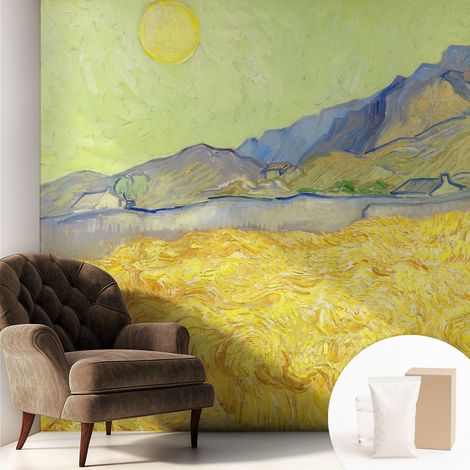 Fototapete Tapete Vliestapete mit Kleber Büro Wandgestaltung - Wanddekoration Wohnzimmer Weizenfeld 250x250 cm (1/5)