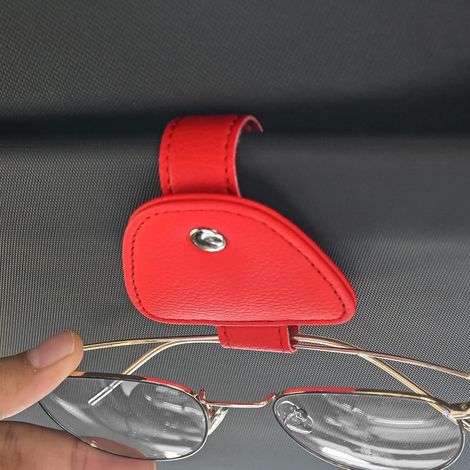 Support en cuir pour lunettes de soleil de voiture, 1 pièces de support pour lunettes de soleil de voiture, support magnétique pour lunettes, clip pour lunette de voiture, (1/5)