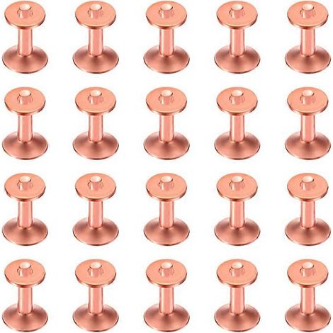 Lot de 25 fraises à riveter en cuivre avec rondelles, rivets en cuivre de 19 mm (3/4 pouce) de long pour cuir, fournitures de bricolage pour portefeuilles et articles en cuir. (1/5)