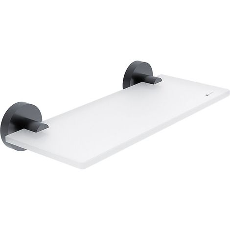Tablette de salle de bain L. 30 cm verre dépoli, noir mat, Unix noir mat UNC 13091B-30-90 (1/3)