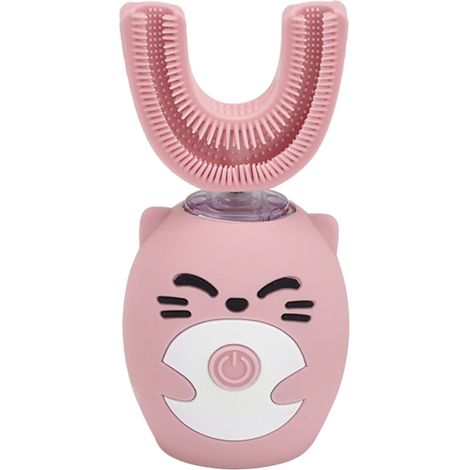 Brosse à dents enfant design cartoon rechargeable USB silicone alimentaire rose