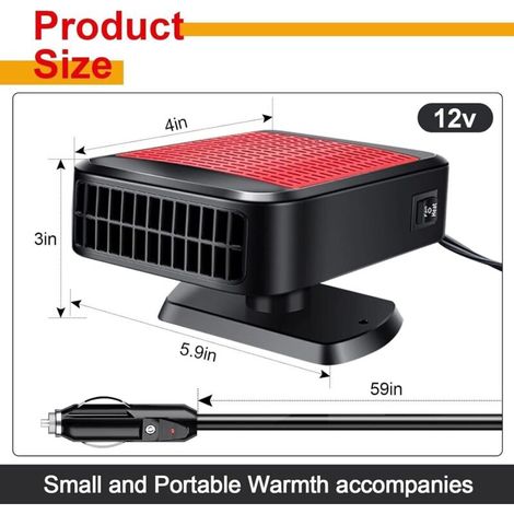 Chauffage pour voiture, ventilateur à chauffage et refroidissement rapides 12V 200W, dégivreur et désembueur de pare-brise portable avec prise allume-cigare pour voiture, camping-car et SUV (1/4)