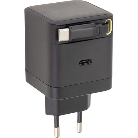 Chargeur USB-C 65W + câble rétractable 70cm - noir - Watt and Co (1/5)