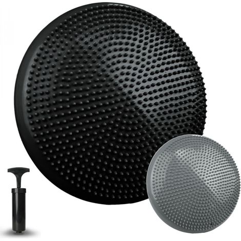 Coussin d'équilibre gonflé avec pompe, diamètre 32.5 cm - Noir - Vivezen