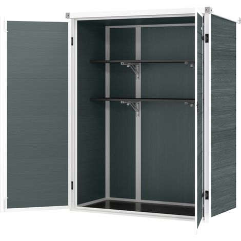 Abri de jardin 0.8m² 134x68.5x170cm double porte verrouillable étagères rabattables plancher plastique