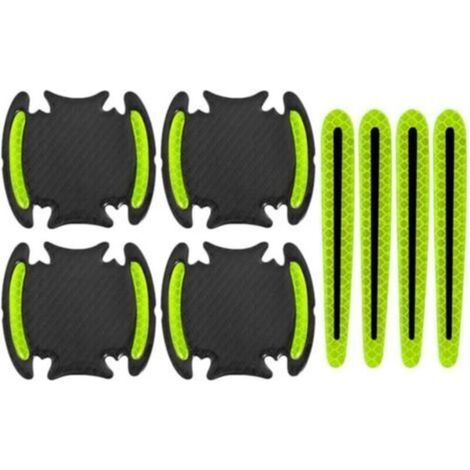 8 Pièces Autocollants Réfléchissants de Poignée de Porte de Voiture Vert Anti-Rayures Poignée Protection Film Porte Tasse Bol Tampon Sécurité Bandes (1/4)