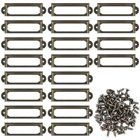 20 Pcs Poignée Porte-étiquettes en Métal 60x17mm pour Bureau Bibliothèque Étagères Cadre (1/4)