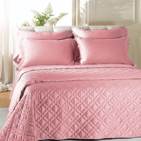 CALEFFI Copriletto Primaverile in Raso di cotone Raso Matrimoniale Dreaming Tinta Unita Rosa (1/3)