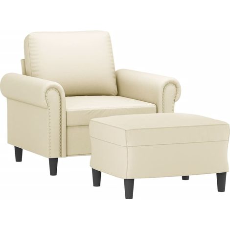 vidaXL Poltrona con Poggiapiedi Crema 60 cm in Similpelle (1/4)