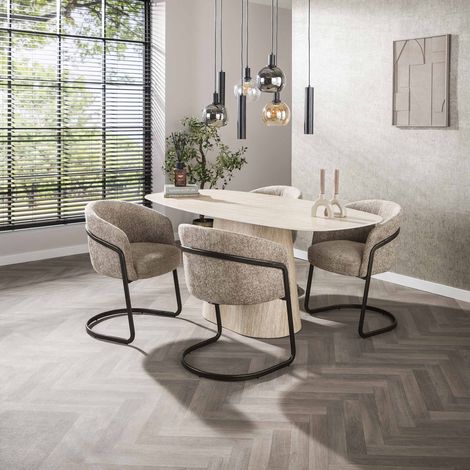 Modern Esstisch Archon Keramik Travertin 180 cm